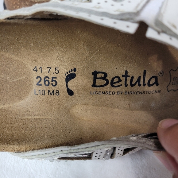 BETULA By Birkenstock Rhinestone Jewel Embellished Leather White Sandals S 10 - Picture 9 of 10